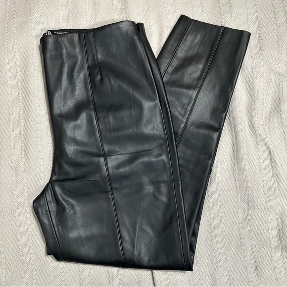 Zara high rise faux leather leggings, size XL, elastic waistband, seamed - Picture 13 of 15